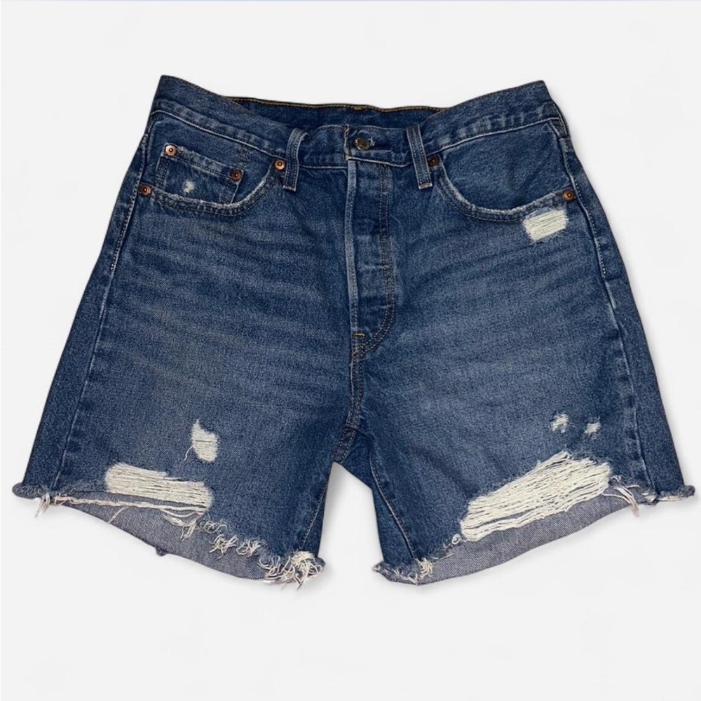 Levis 501 Women’s blue Jean Distressed Shorts